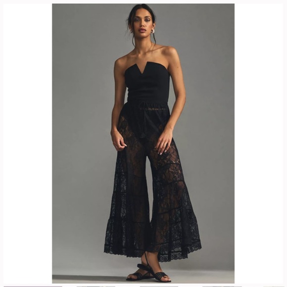 NWT Anthropologie Tiered Sheer Lace Pants size s - Picture 1 of 7